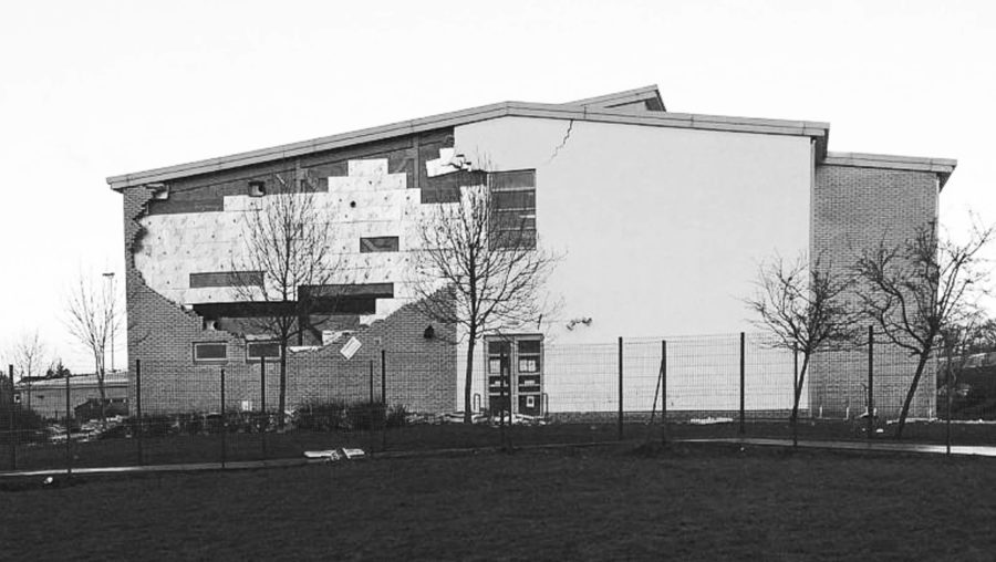 The South Gable at Oxgangs Primary School after the January 2016 collapse Picture STV