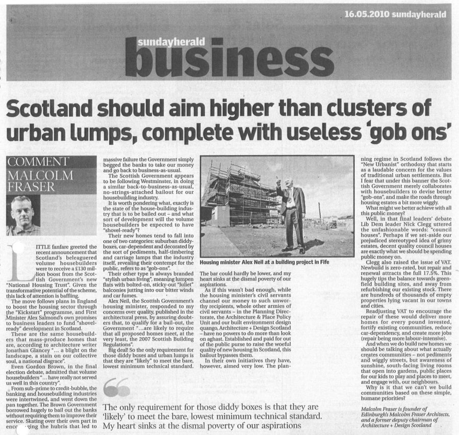 Sunday Herald article newspaper cutting: Gob ons by Malcolm Fraser