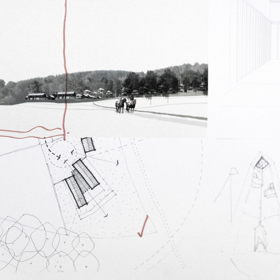 Plan drawings and research material in the studio at Fraser/Livingstone Architects, Edinburgh