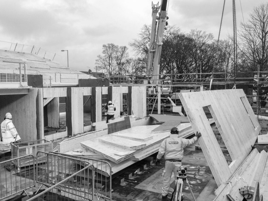 Cross-laminated timber onsite at Arcadia Nursery, Edinburgh