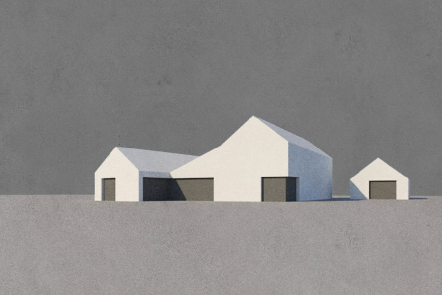 Athron Hill render of simplified architectural forms.