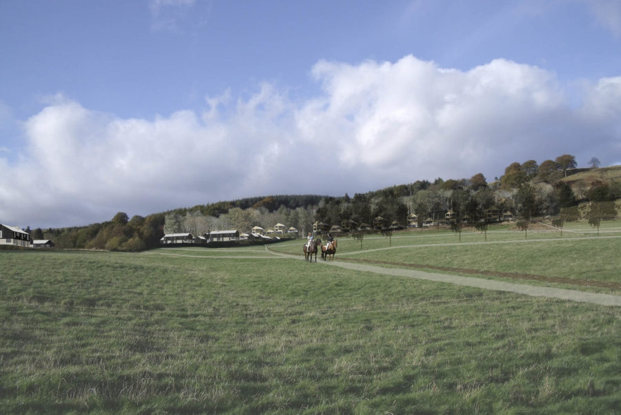 Athron Hill, view across parkland up towards housing