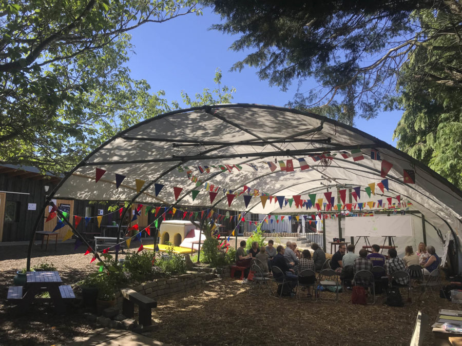 Canopy in the garden for summer talks and events