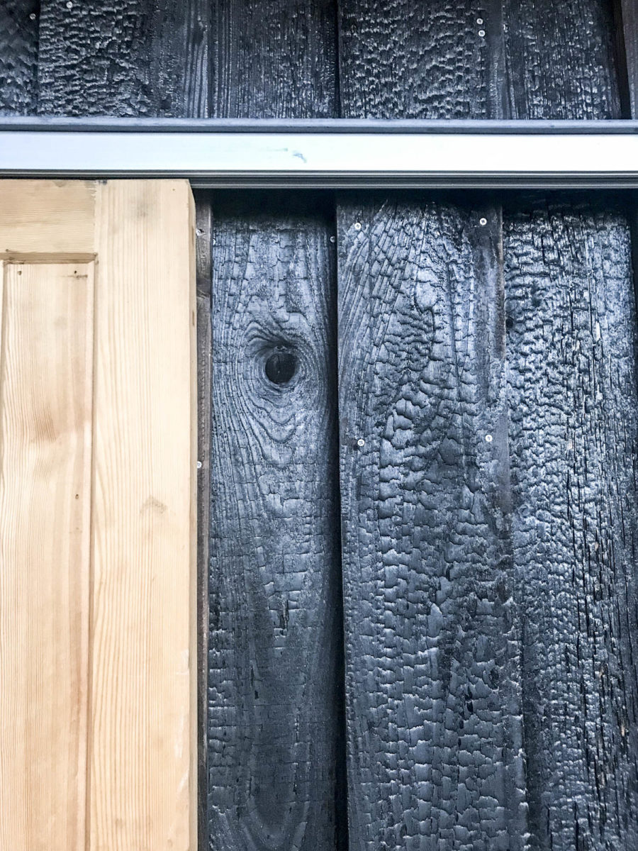 Charred larch cladding at Bridgend Community Farmhouse.