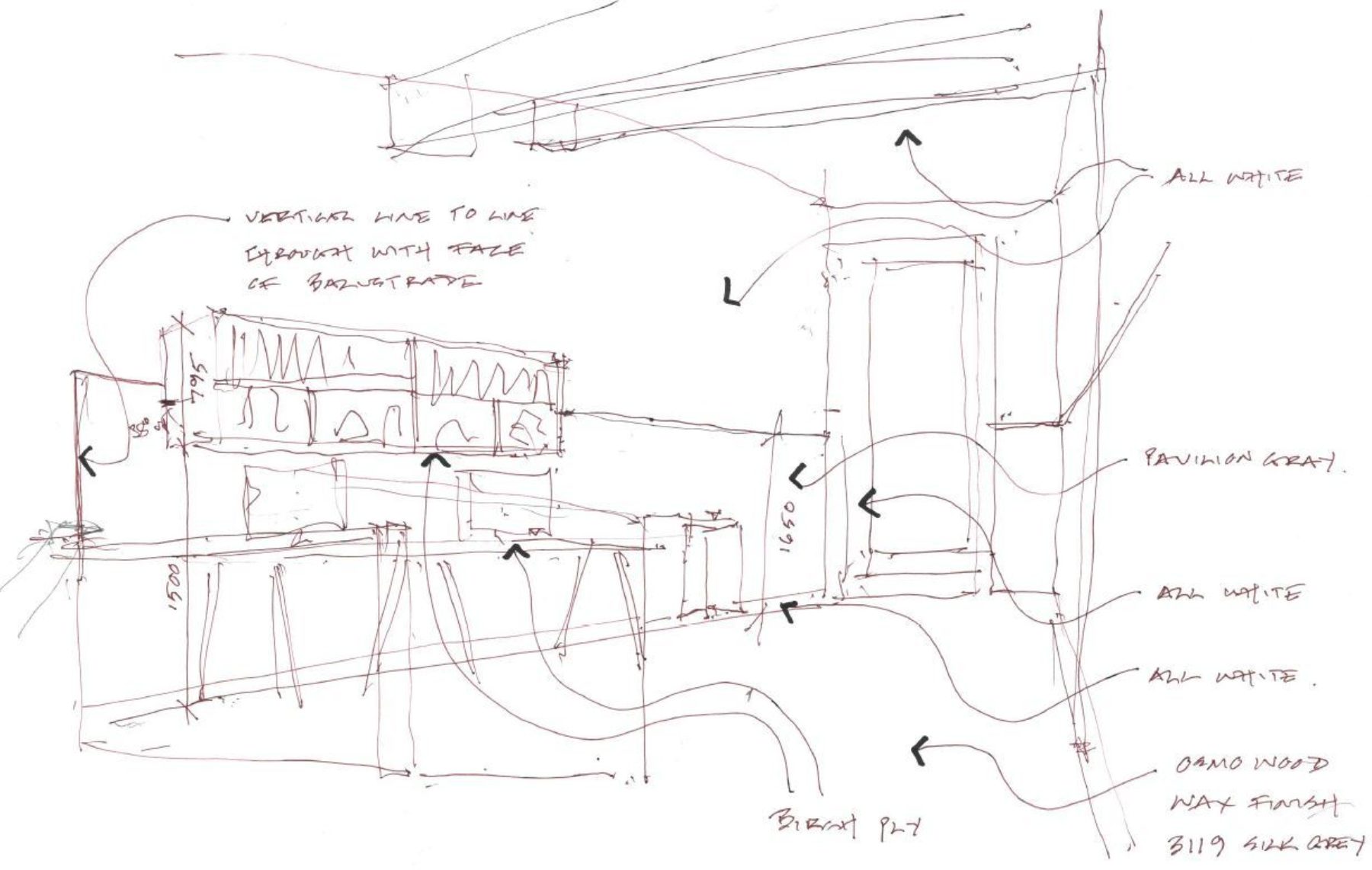 Pen drawing of Buttercup studio interior, Warrender Park Road, Edinburgh