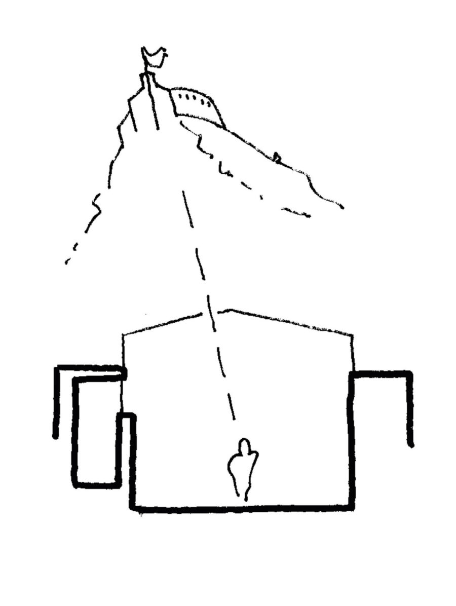 Dance Base Studio - Simple Pen Sketch showing sightline to Edinburgh Castle