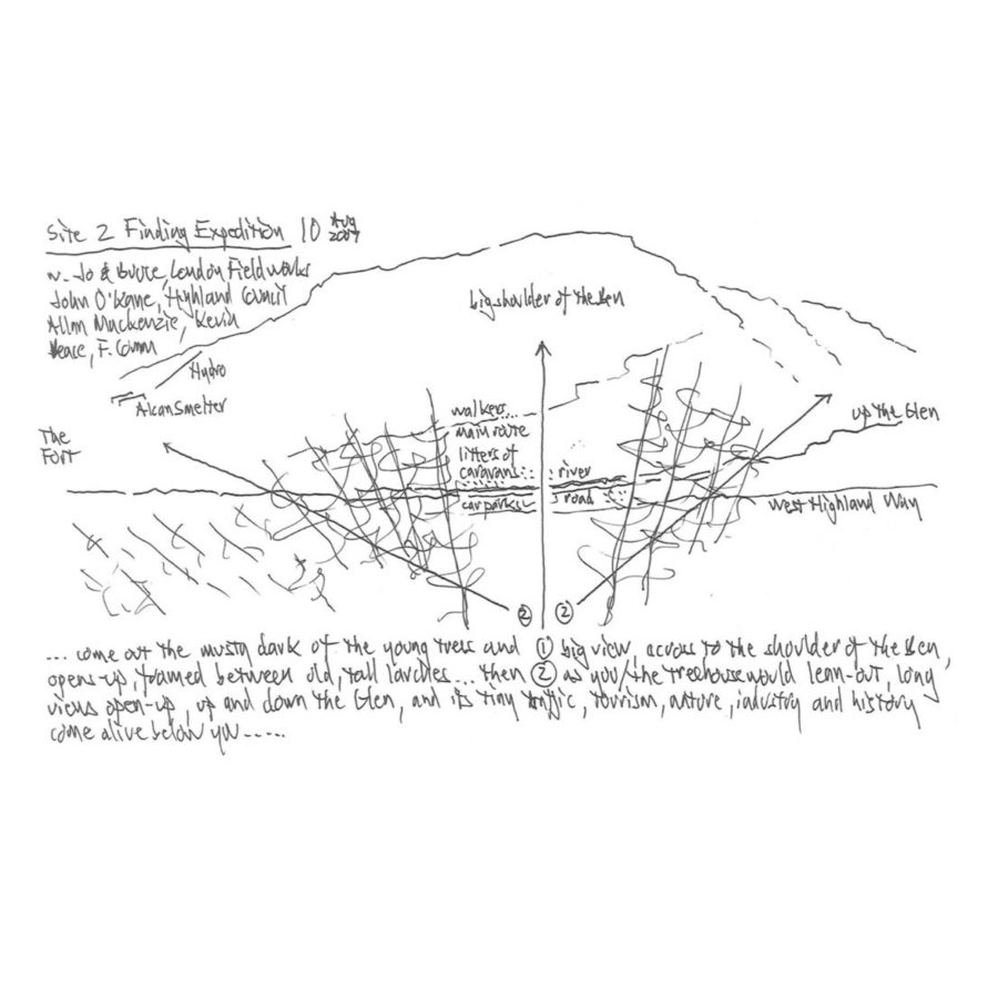 Outlandia site visit pen sketch