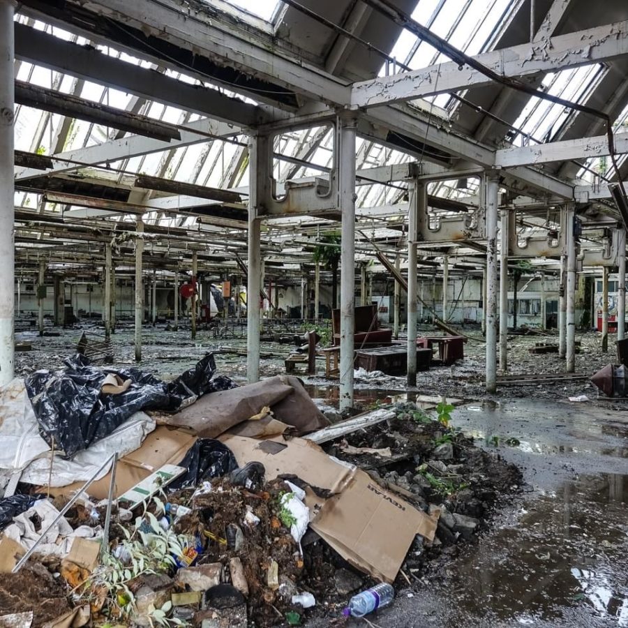 Interior view of old linen quarter building