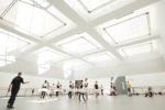 Dancers and instructor in studio at Scottish Ballet, Glasgow. Malcolm Fraser Architects