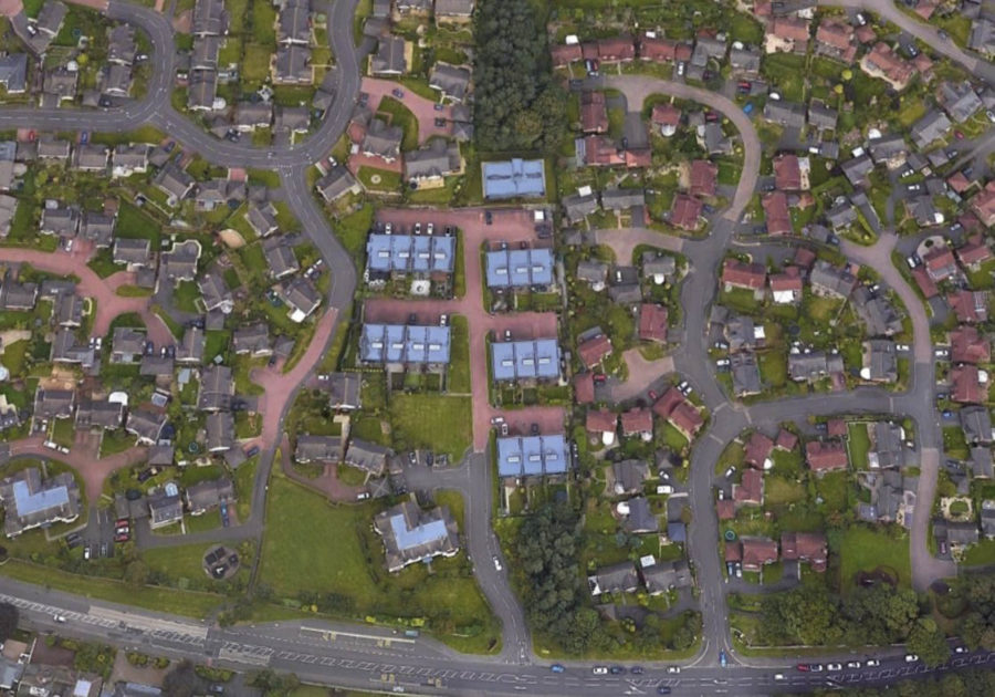 Princess Gate housing, Edinburgh, view from the air. Malcolm Fraser Architects